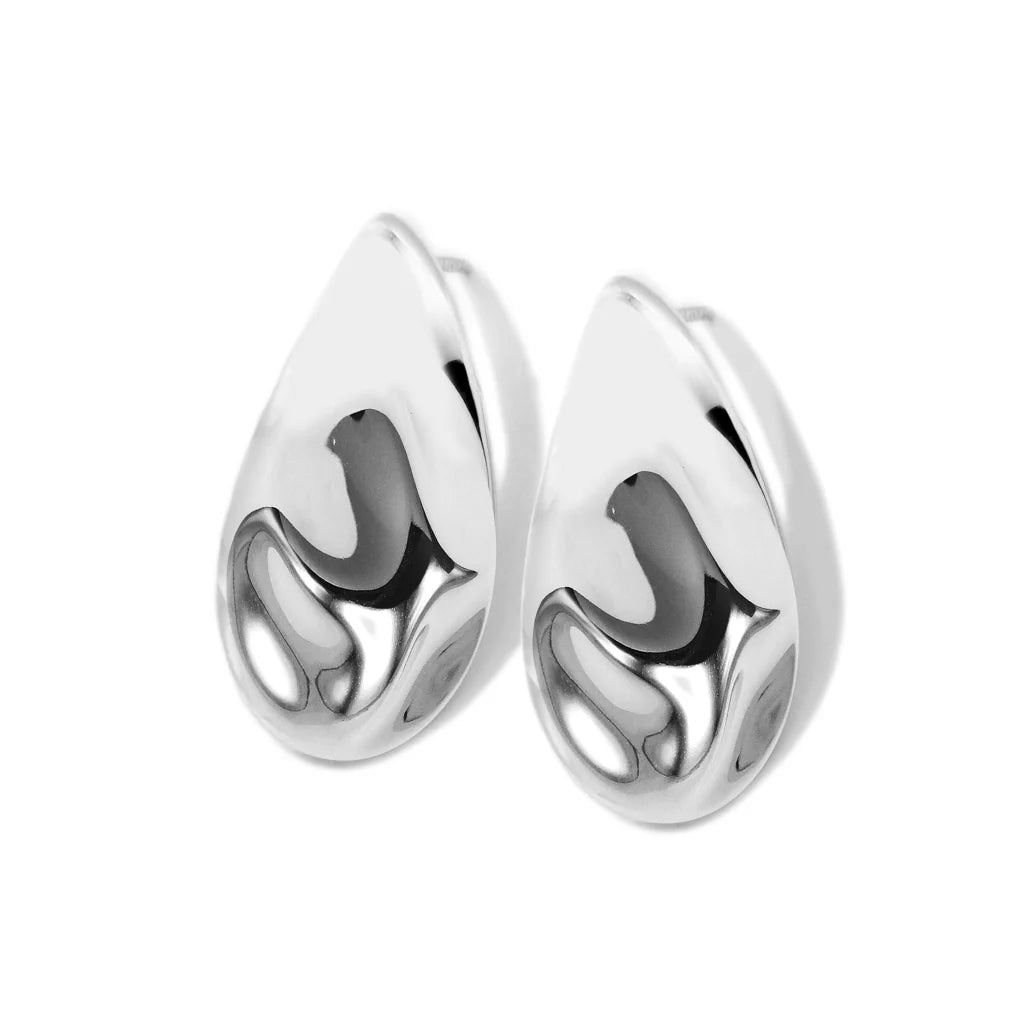 Classico Sculpted Pinch Teardrop Hoop Earrings 925 silver