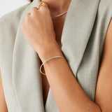 18K Yellow Gold Bangle With Diamond Bar