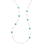 Ball and Stone Station Necklace 925 silver in Rock crystal mop dyed green agate triplet