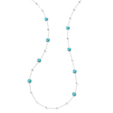 Ball and Stone Station Necklace 925 silver in Rock crystal mop dyed green agate triplet