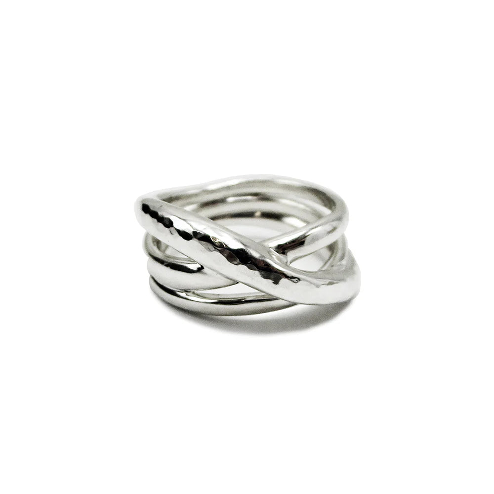 Mixed Texture Criss Cross Ring 925 silver