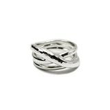 Mixed Texture Criss Cross Ring 925 silver