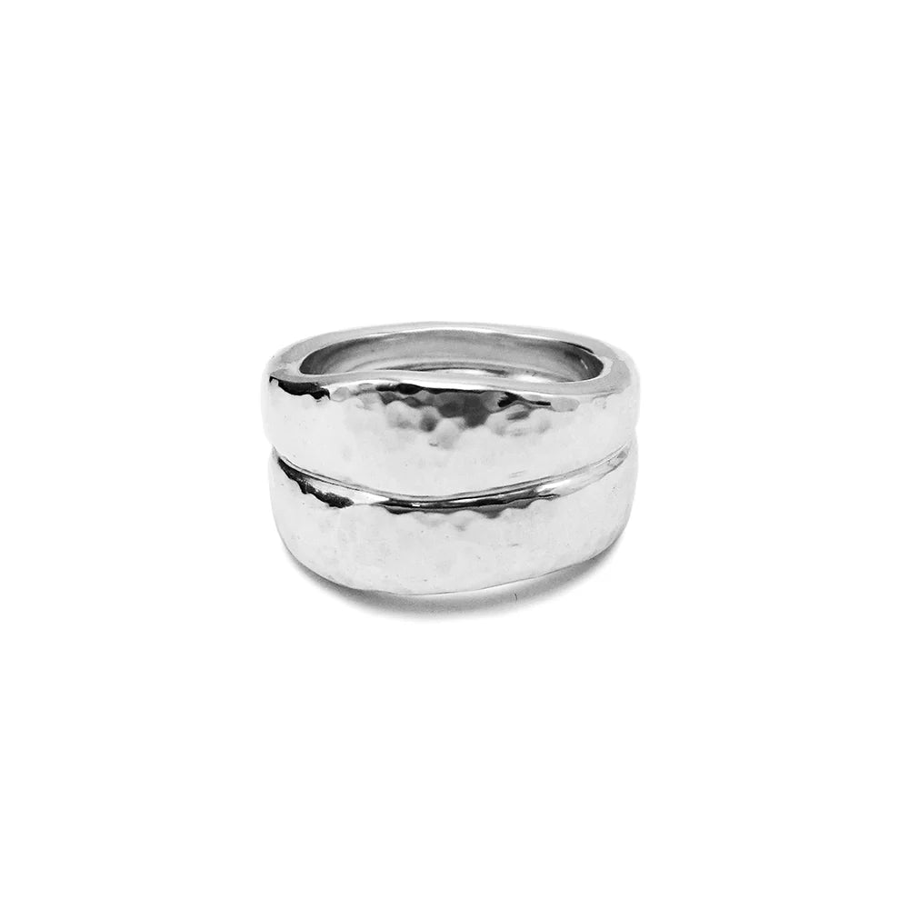 Hammer Double Band Ring 925 silver