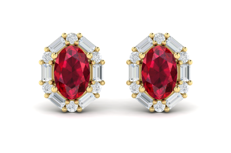 Ruby and Diamond Stud Earrings