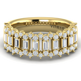 18K Yellow Gold Diamond Baguette and Round Diamond Regal Ring