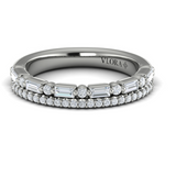 Diamond and Diamond Baguette Two Row Ring
