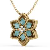18k Yellow Vernazza Diamond & Amazonite Flower Necklace