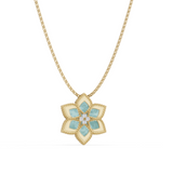 18k Yellow Vernazza Diamond & Amazonite Flower Necklace