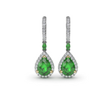 Teardrop Emerald and Marquise Diamond Drop Earrings