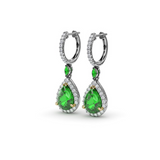 Teardrop Emerald and Marquise Diamond Drop Earrings
