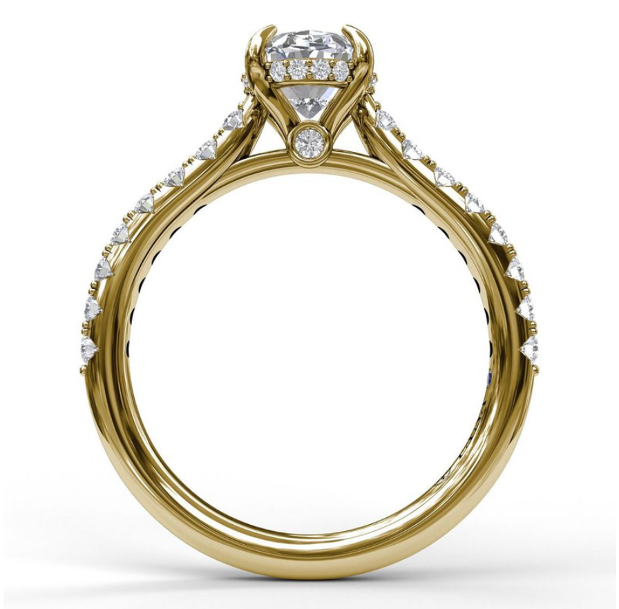 Classic Oval Cut Solitaire Semi-Mount With Hidden Halo