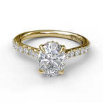 Classic Oval Cut Solitaire Semi-Mount With Hidden Halo
