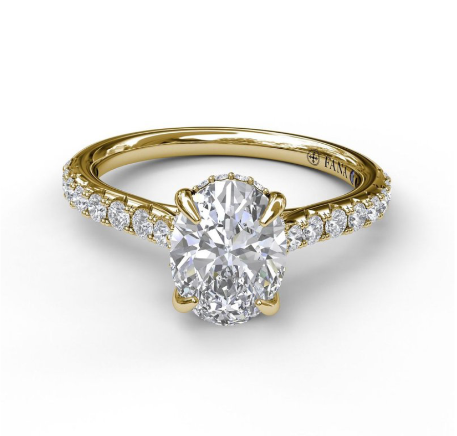 Classic Oval Cut Solitaire Semi-Mount With Hidden Halo