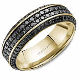 Bleu Royale Men’s 14K Yellow Gold Diamond Wedding Band with Black Rhodium – 2.48ctw