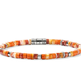 Heishi Silver and Orange Bead Bracelet