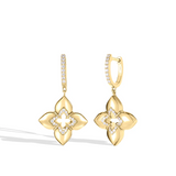 Venetian Princess Open Flower Diamond Dangle Earrings