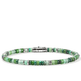 Heishi Emerald Silver Beaded Bracelet