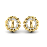 18K Yellow Gold Twisted Circle Pavé Diamond Earrings