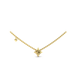 18K Yellow Gold Diamond Cluster Star Double Pendant Necklace