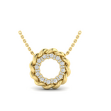 18K Yellow Gold Twisted Circle Diamond Necklace