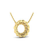 18K Yellow Gold Twisted Circle Diamond Necklace