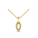 18K Yellow Gold Open Navette Diamond Pendant