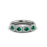 18K White Gold Diamond & Emerald Statement Ring