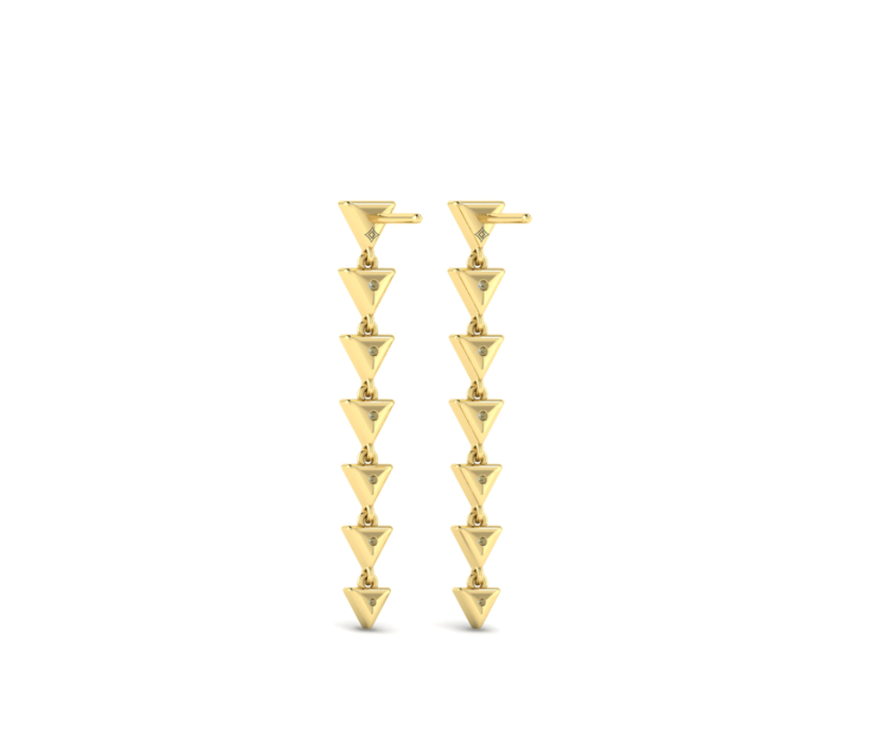 18K Yellow Gold Diamond Trinity Drop Statement Earrings