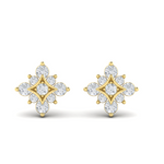 18K Yellow Gold Floating Diamond Star Stud Earrings
