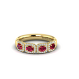 18K Yellow Gold Diamond & Ruby Statement Ring