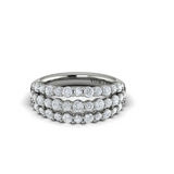 18K White Gold Diamond Double Row Statement Ring
