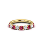 18K Yellow Gold Ruby & Diamond Stackable Band