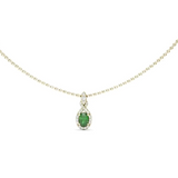 18K Yellow Gold Love Knot Emerald and Diamond Pendant