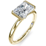 18K Yellow Gold East West Half Bezel Diamond Semi-Mount Engagement Ring