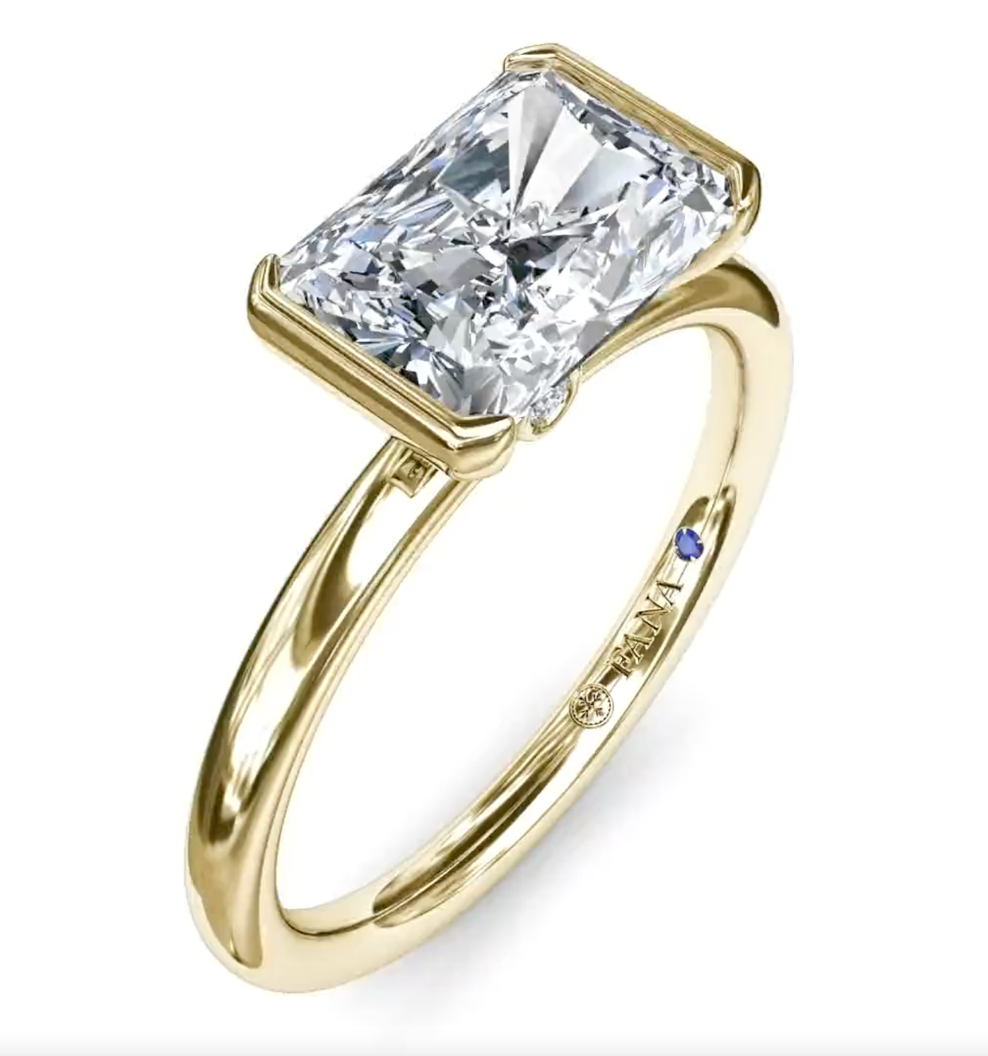 18K Yellow Gold East West Half Bezel Diamond Semi-Mount Engagement Ring