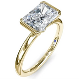 18K Yellow Gold East West Half Bezel Diamond Semi-Mount Engagement Ring