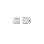 18K Yellow Gold Princess Diamond Square Studs in White Gold