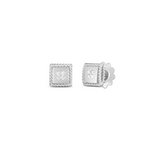 18K Yellow Gold Princess Diamond Square Studs in White Gold