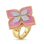 18K Yellow and White Gold Venetian Princess Rhodonite and Diamond Ring