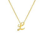 18K Yellow Gold Script Initial “L” Necklace