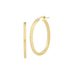 18K Yellow Gold Oval Hoop Earrings
