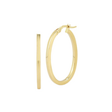 18K Yellow Gold Oval Hoop Earrings