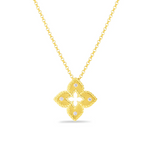18K Yellow Gold Venetian Princess Flower Necklace in with Diamonds