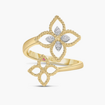 PRINCESS FLOWER OPEN FRAME DIAMOND BYPASS RING
