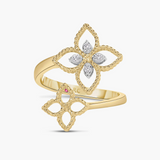 PRINCESS FLOWER OPEN FRAME DIAMOND BYPASS RING