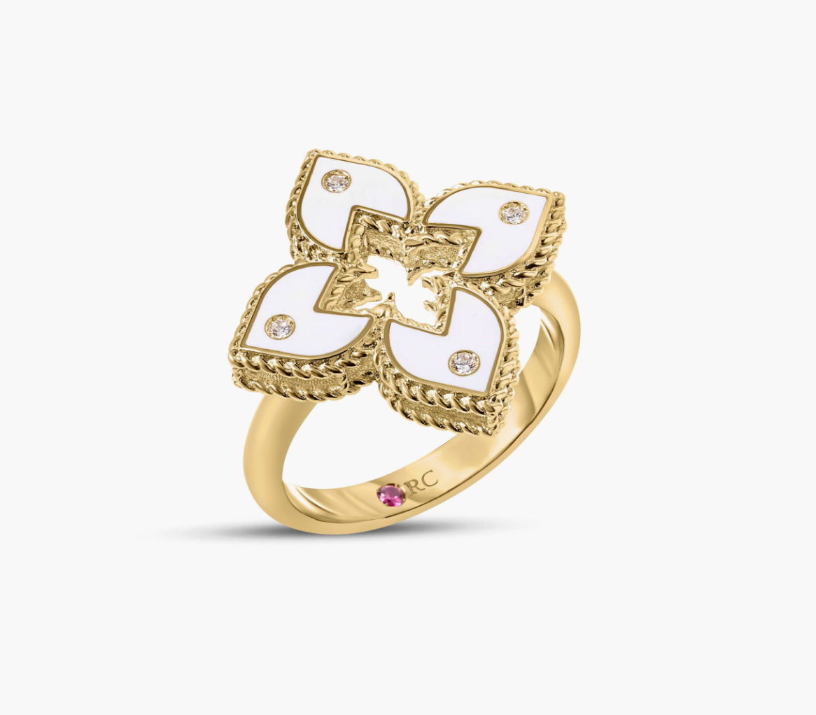 VENETIAN PRINCESS DIAMOND AND ENAMEL FLOWER RING