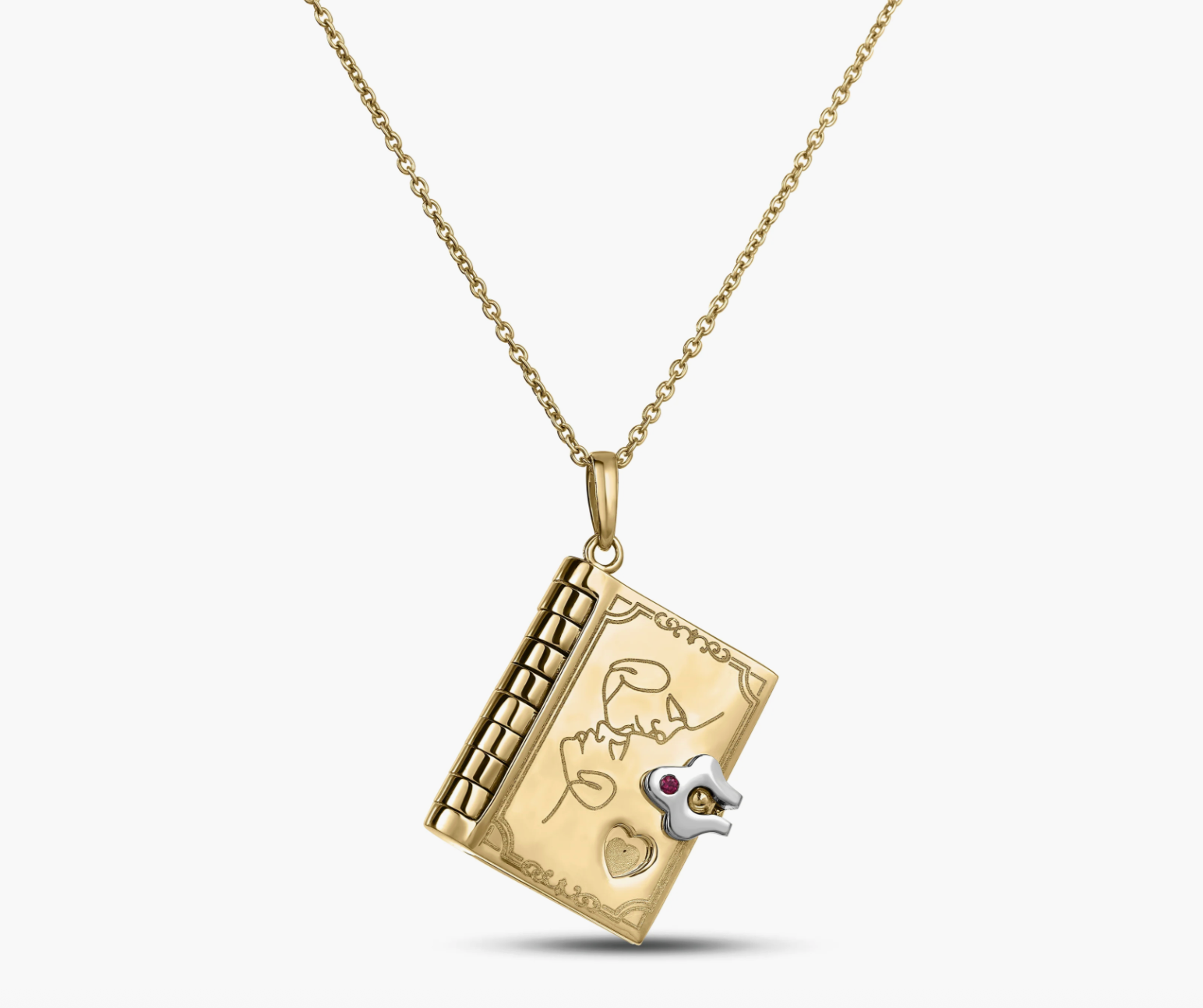 Tiny Treasures 18K Yellow and White Gold Love Book Pendant Necklace
