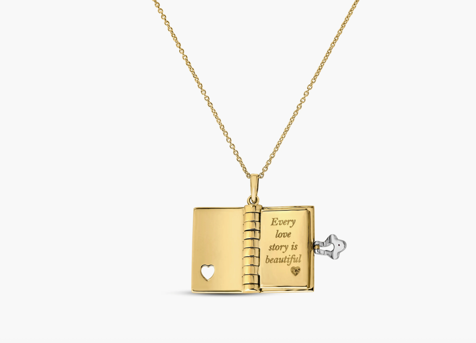 Tiny Treasures 18K Yellow and White Gold Love Book Pendant Necklace