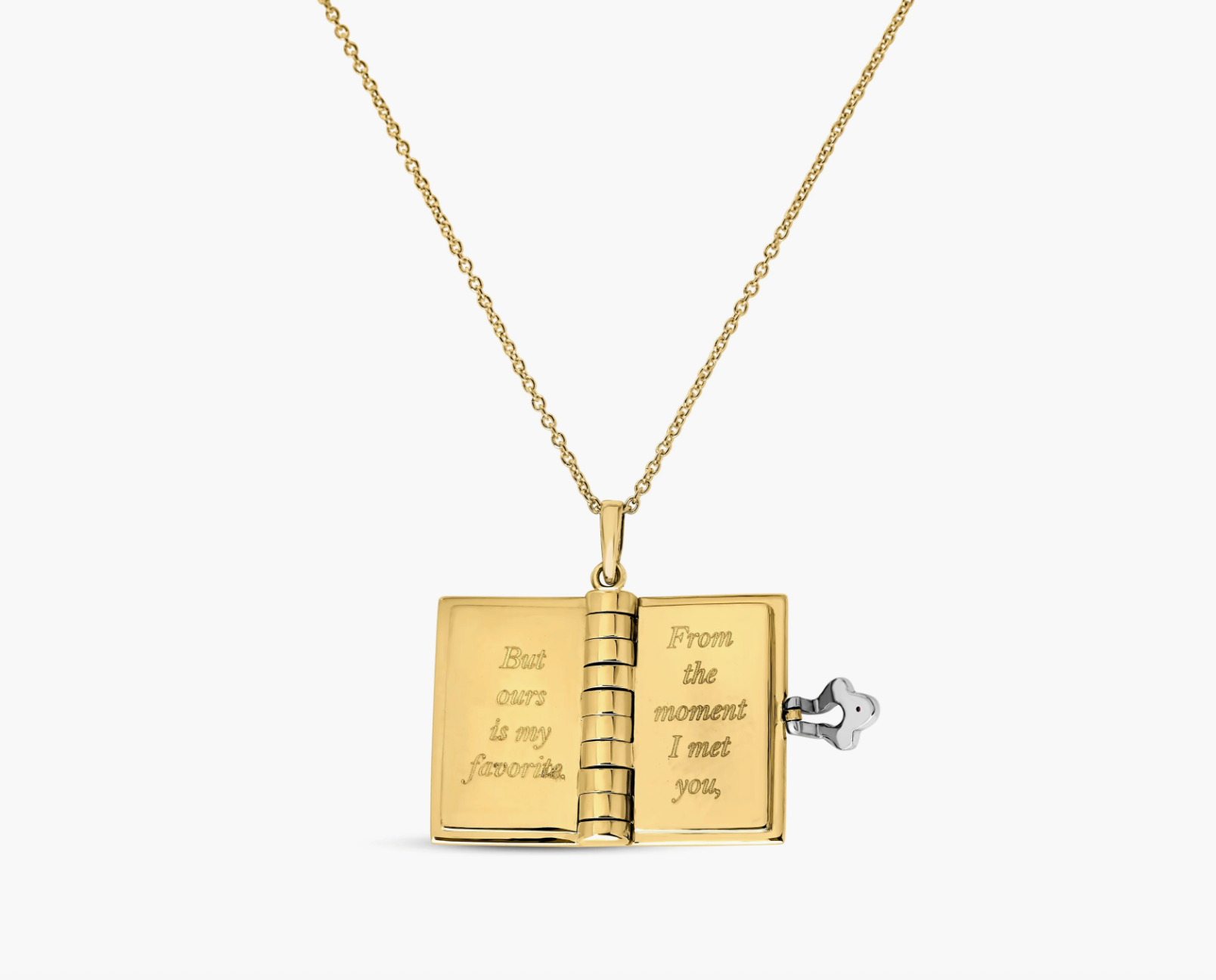 Tiny Treasures 18K Yellow and White Gold Love Book Pendant Necklace