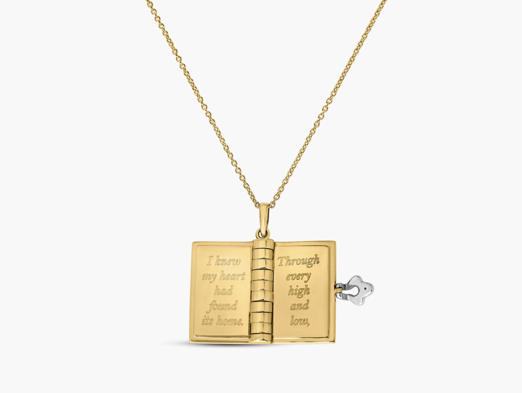 Tiny Treasures 18K Yellow and White Gold Love Book Pendant Necklace